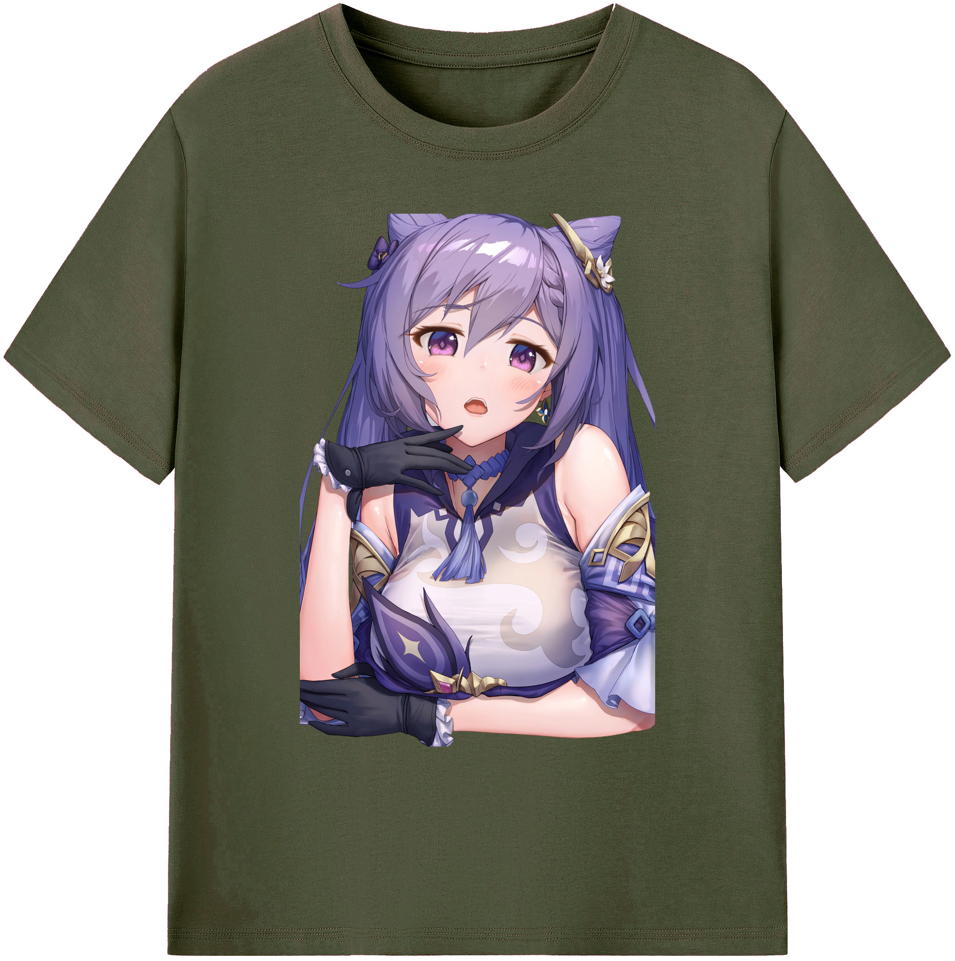げんし神 刻晴 こくせい genshin Kokusei 綿100％ メンズ半袖Tシャツ｜肌触りやわらか＆通気性